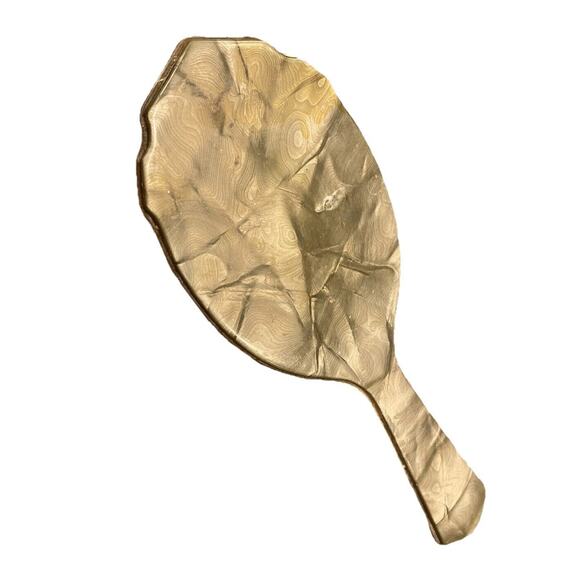 Title Unknown Other - Vintage Art Deco Bakelite Celluloid Handheld Vanity Beveled Hair Mirror Gray